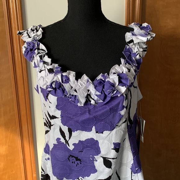 R&K Originals White/Blue/Purple Floral Ruffle Dress - NWT - Picture 2 of 12